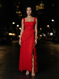 CLAIRE MAXI DRESS Red front