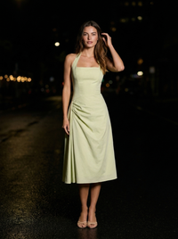 WHITNEY MIDI DRESS Lime Green side