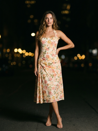 WHITNEY MIDI DRESS Sunset Floral front