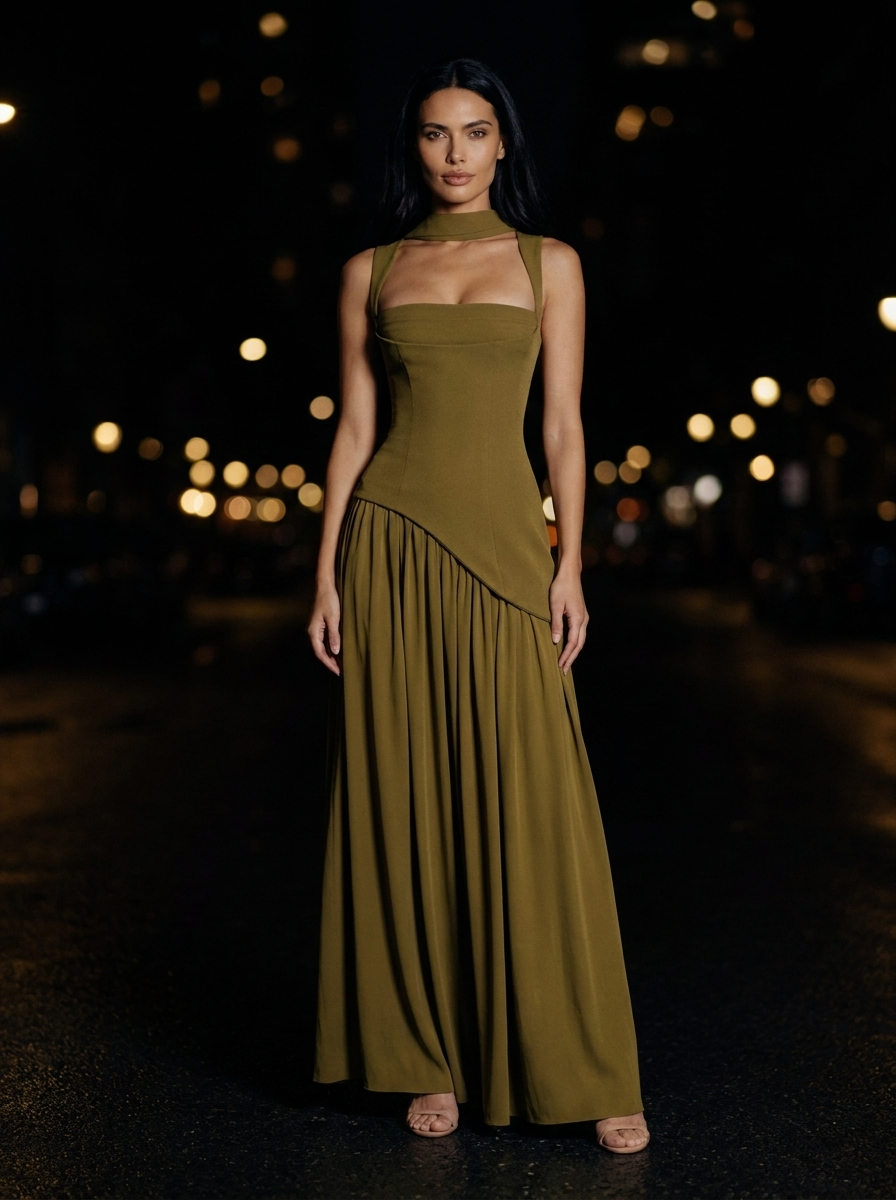 ELEANOR MAXI DRESS Deep Olive back