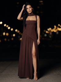 ELEANOR MAXI DRESS Plum Brown side