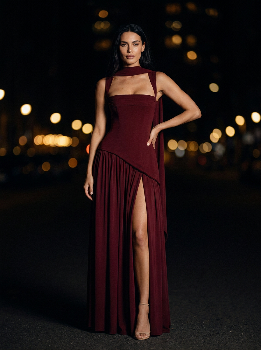 ELEANOR MAXI DRESS Cherry Lacquer front