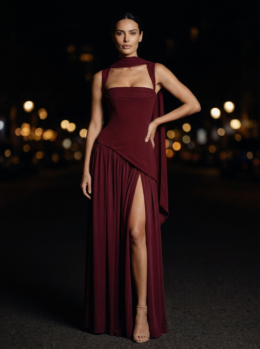 ELEANOR MAXI DRESS Cherry Lacquer side