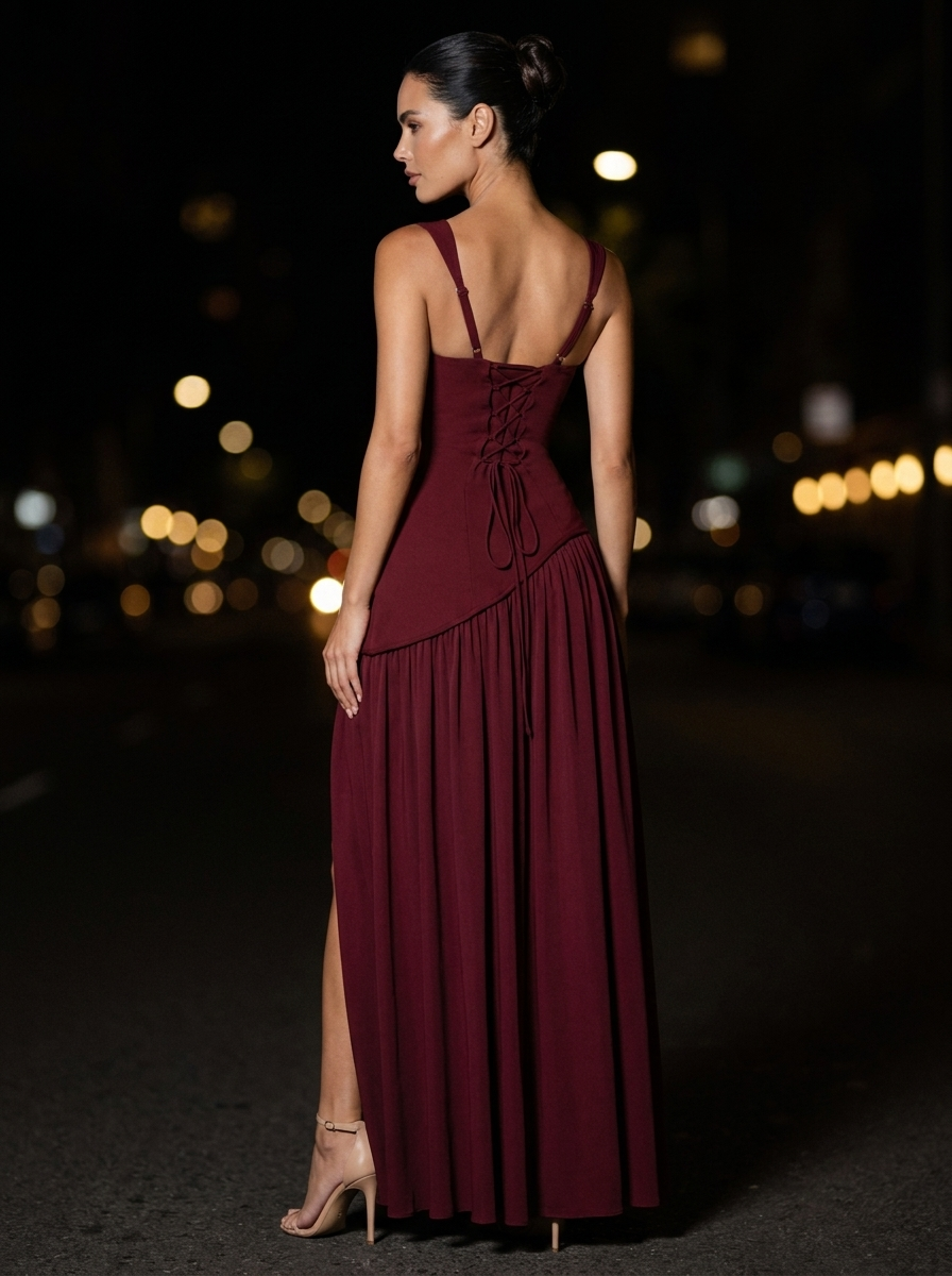 ELEANOR MAXI DRESS Cherry Lacquer back