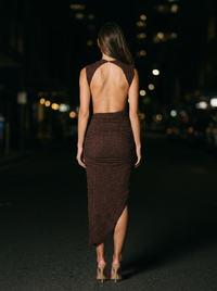 CARA MAXI DRESS Plum Brown side