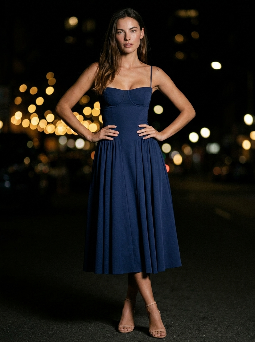 BEA MIDI DRESS Midnight Blue back