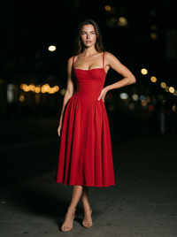 BEA MIDI DRESS Crimson Red front