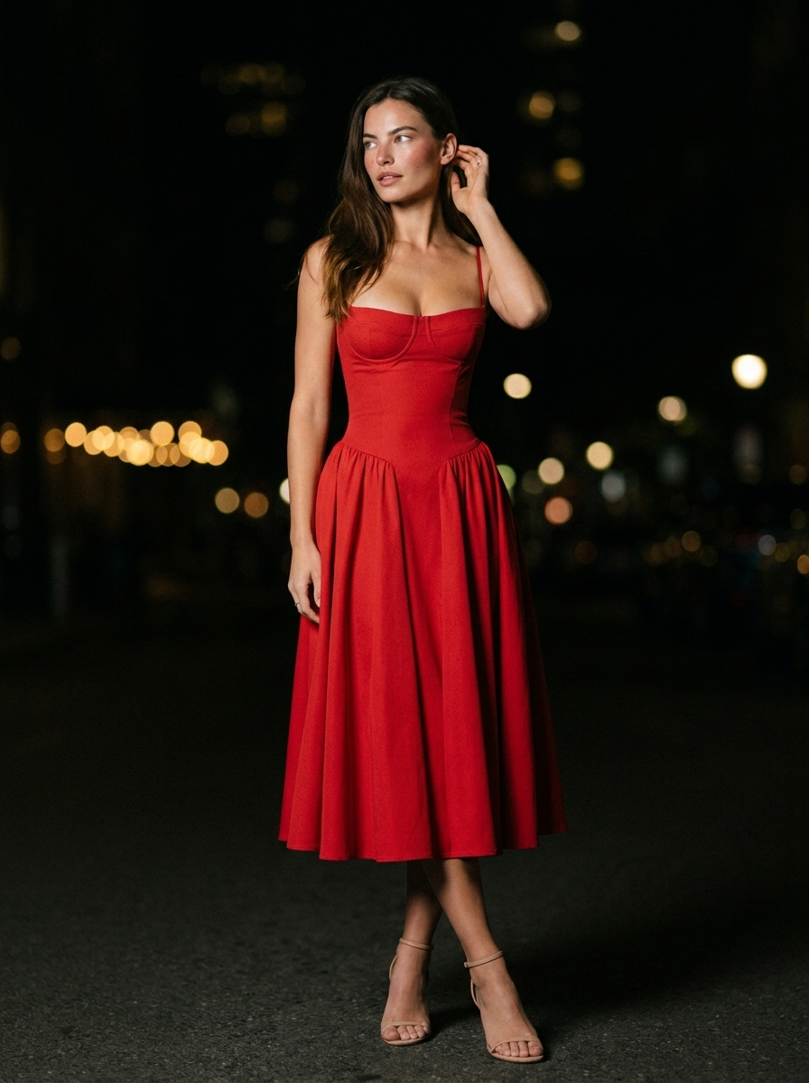 BEA MIDI DRESS Crimson Red side