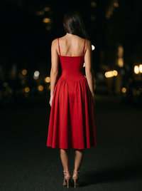 BEA MIDI DRESS Crimson Red back