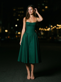 BEA MIDI DRESS Emerald Green front