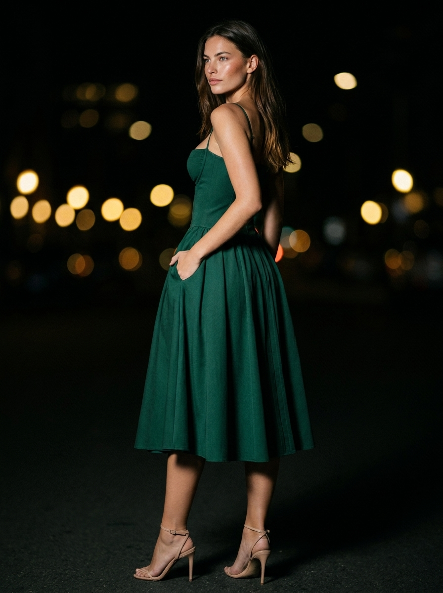 BEA MIDI DRESS Emerald Green back