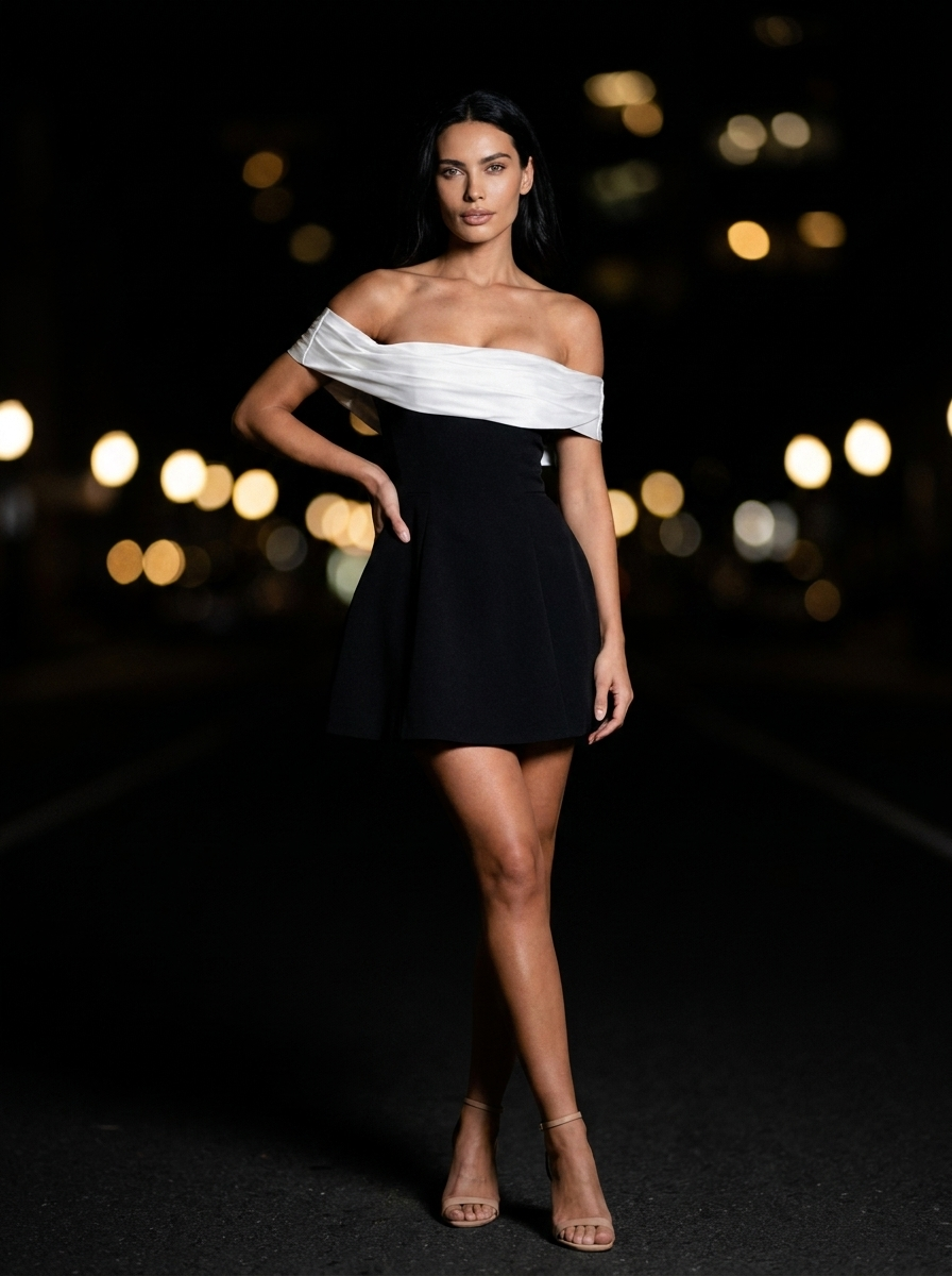 DELLA MINI DRESS Black/White back