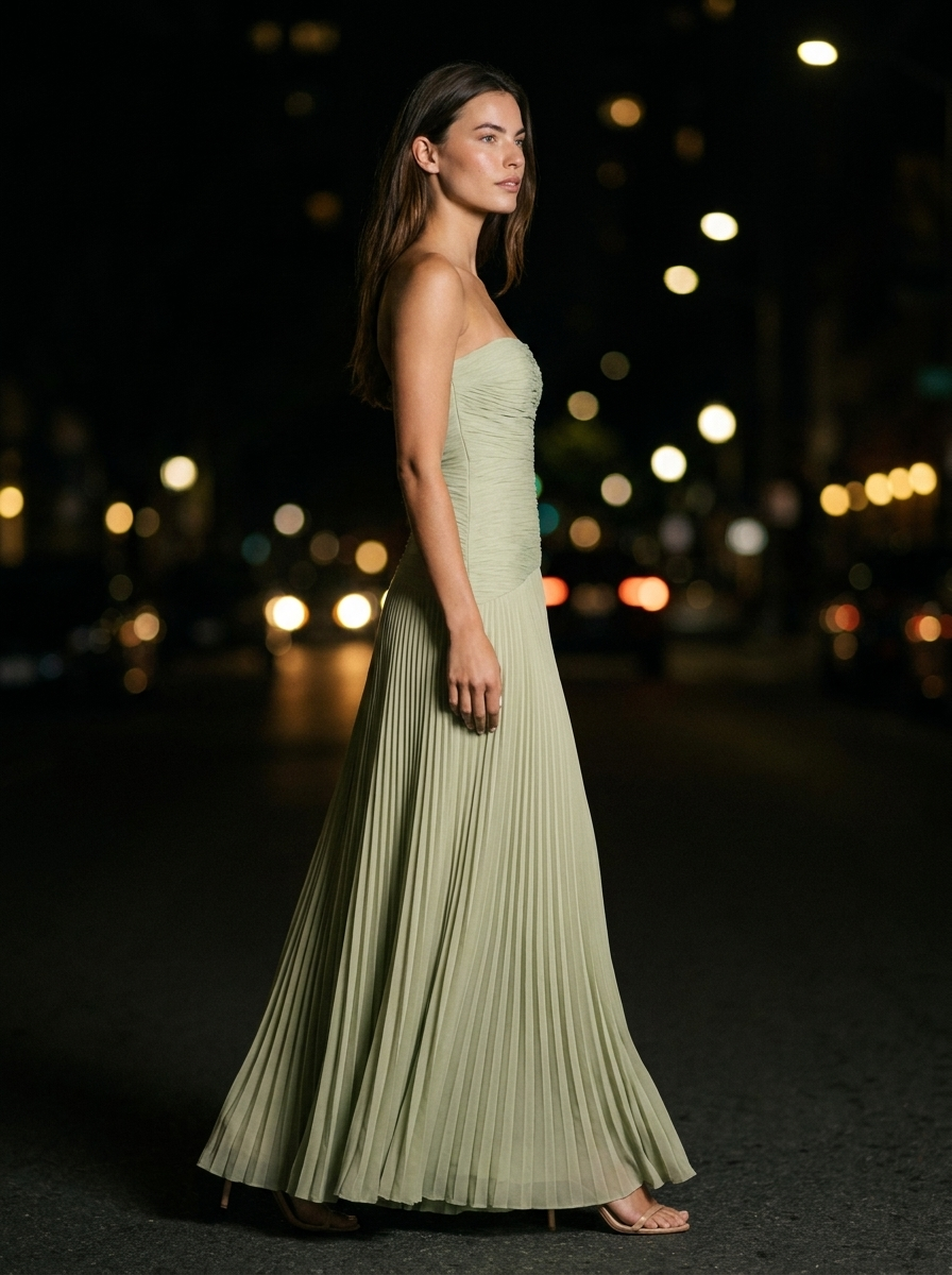 EVI MAXI DRESS Sage Green back
