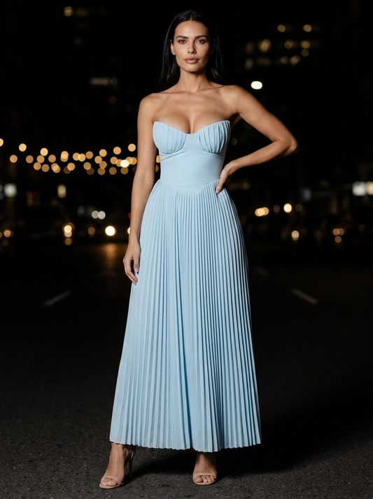 JANE MAXI DRESS Ocean Blue front