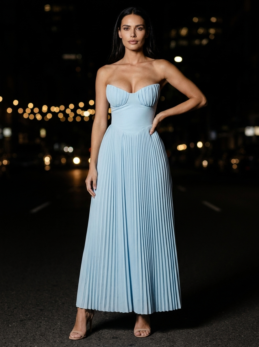 JANE MAXI DRESS Ocean Blue front