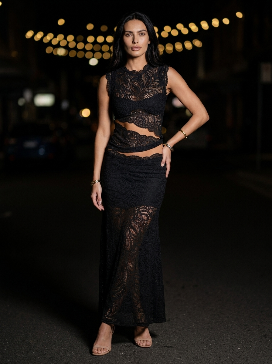 LINA LACE SET Black side