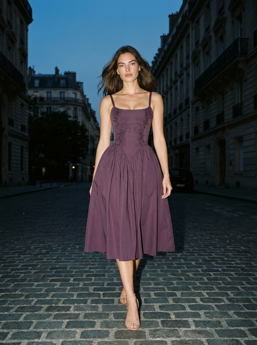SAMIRA MIDI DRESS Purple atmosphere 1