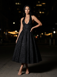 STEPHANIE MIDI DRESS Black front