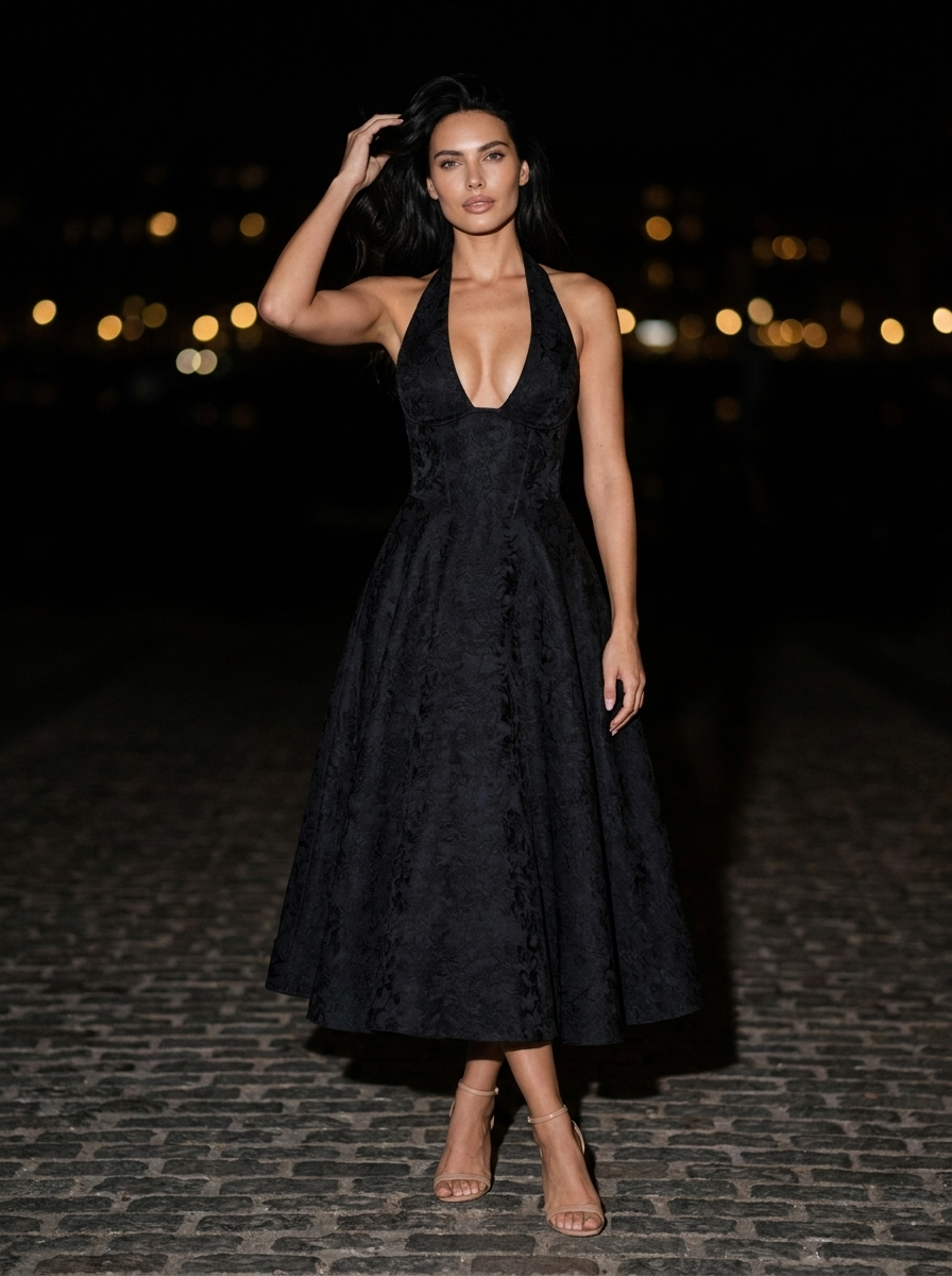 STEPHANIE MIDI DRESS Black back