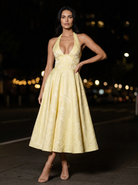 STEPHANIE MIDI DRESS Lemon front