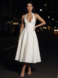 STEPHANIE MIDI DRESS Ivory front