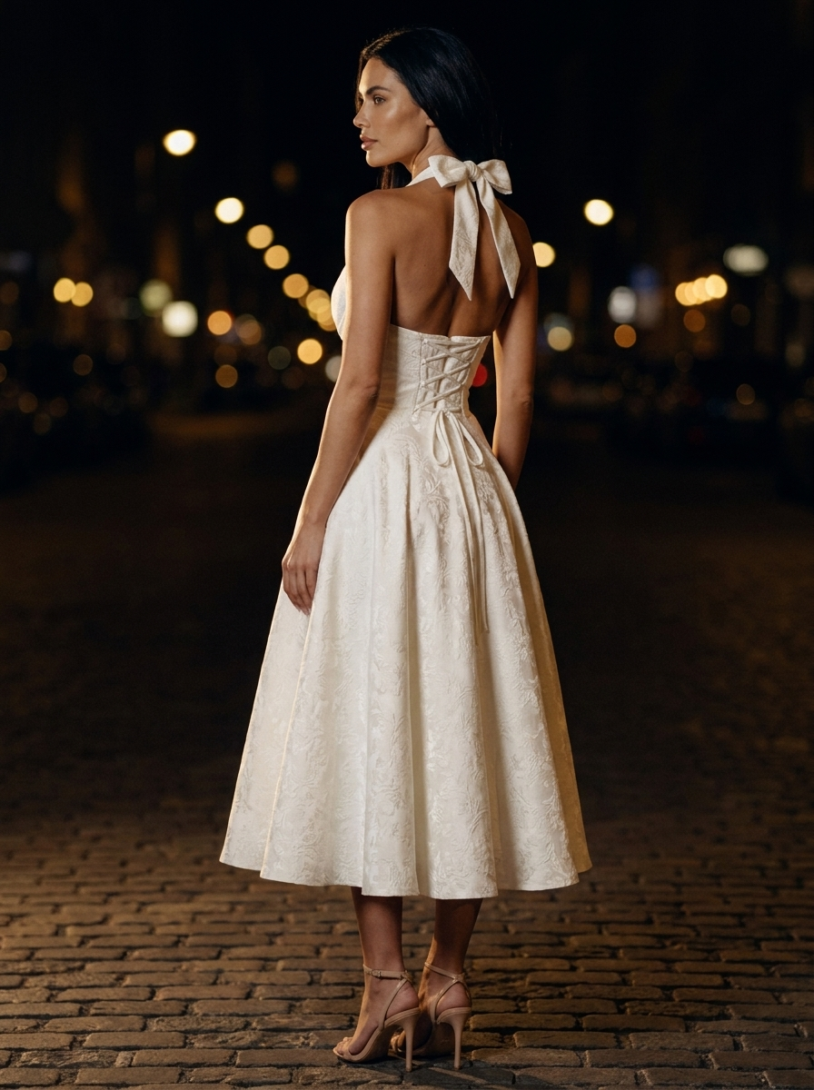 STEPHANIE MIDI DRESS Ivory side