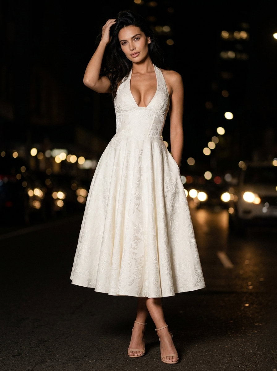 STEPHANIE MIDI DRESS Ivory back