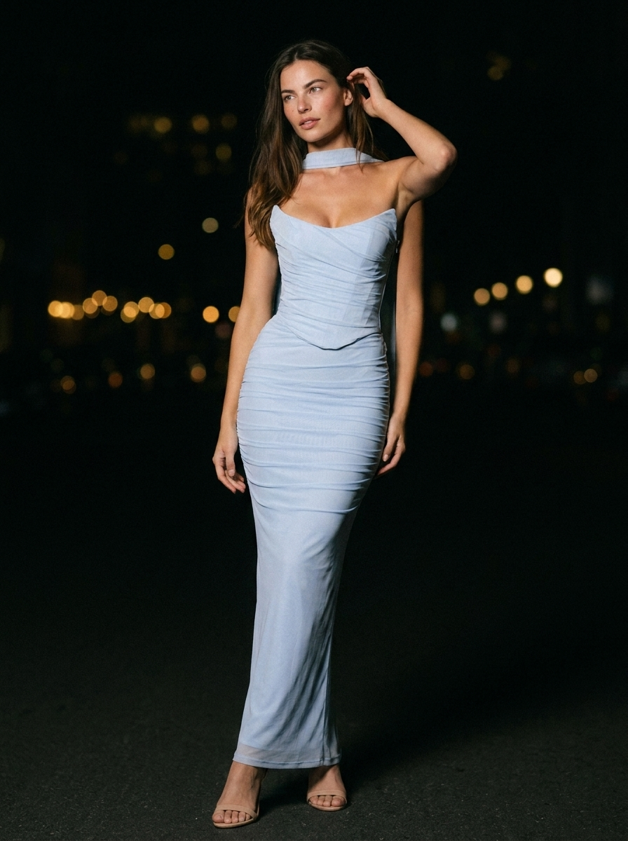 TAMARA CORSET MAXI SET Baby Blue back
