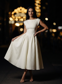 CAMILLE ELEGANCE MIDI DRESS Ivory side