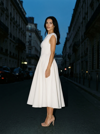 CAMILLE ELEGANCE MIDI DRESS Ivory mood glancing