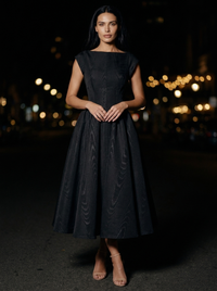 CAMILLE ELEGANCE MIDI DRESS Zwart side