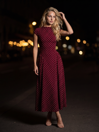 Margot Burgundy Polka Dot front