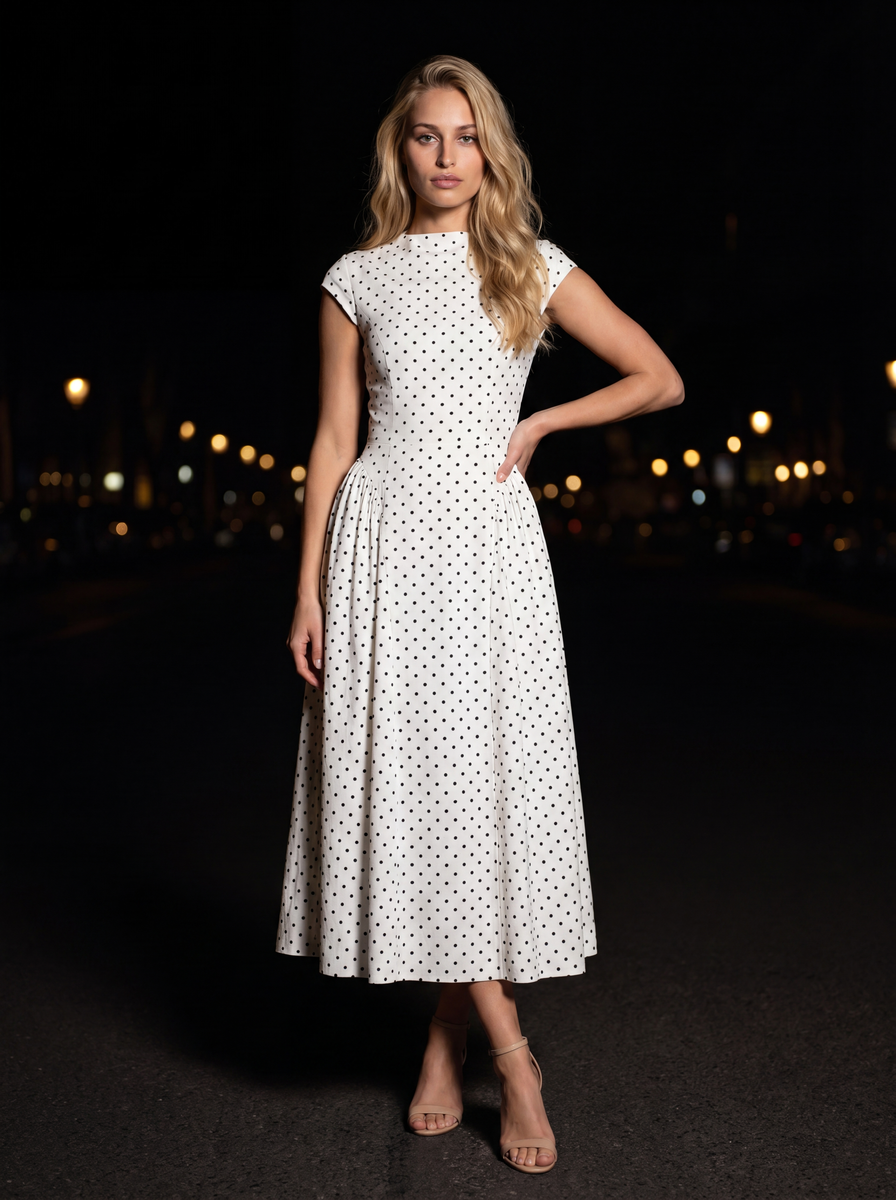 Margot White Polka Dot front