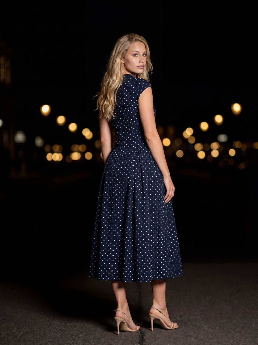 Margot Navy Polka Dot back