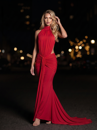 CLARA MAXI DRESS Red front