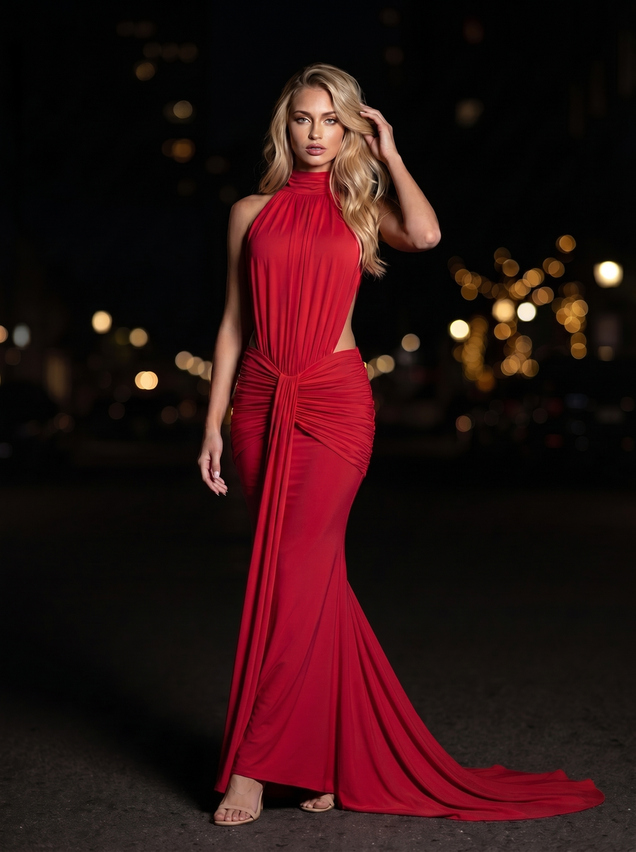 CLARA MAXI DRESS Red front