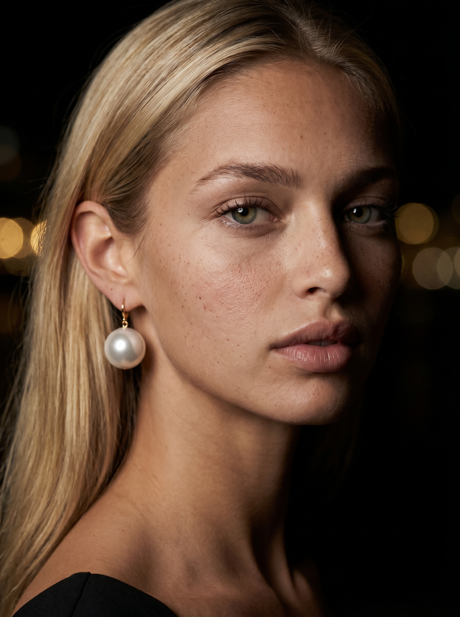 NATASHA PEARL DROP EARRINGS model