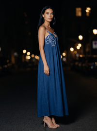 MARINA FISH MAXI DRESS Blue side