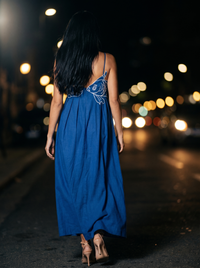 MARINA FISH MAXI DRESS Blue back