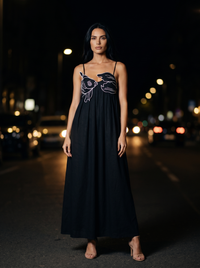 MARINA FISH MAXI DRESS Black side