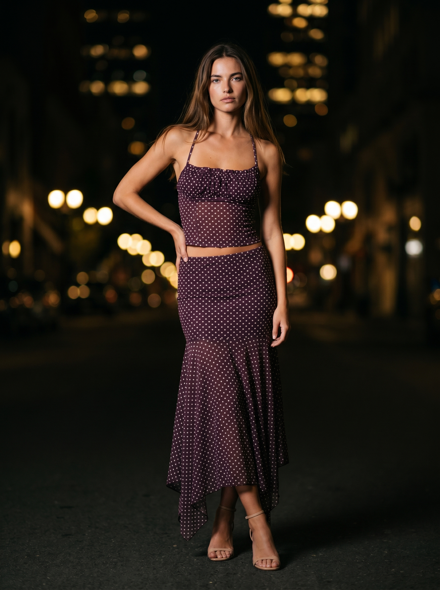 MARLOWE RUCHED MIDI SET front