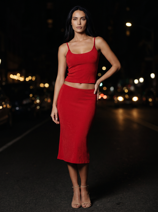 SIENNA RIBBED MIDI SET front