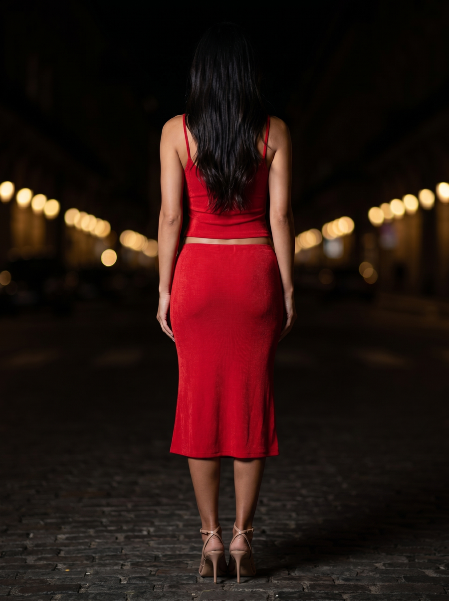 SIENNA RIBBED MIDI SET back