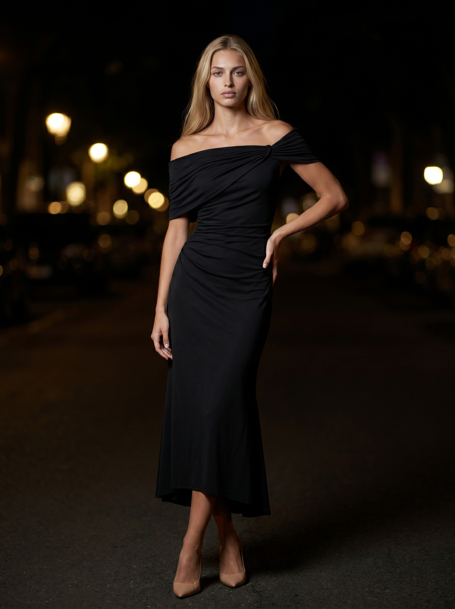 SIENNA DRAPED Black front