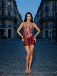 SUKI MINI DRESS Burgundy Lace lifestyle 4