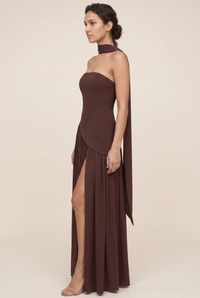 RILEY MAXI DRESS Plum Brown side