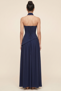 RILEY MAXI DRESS Dark Blue back closed