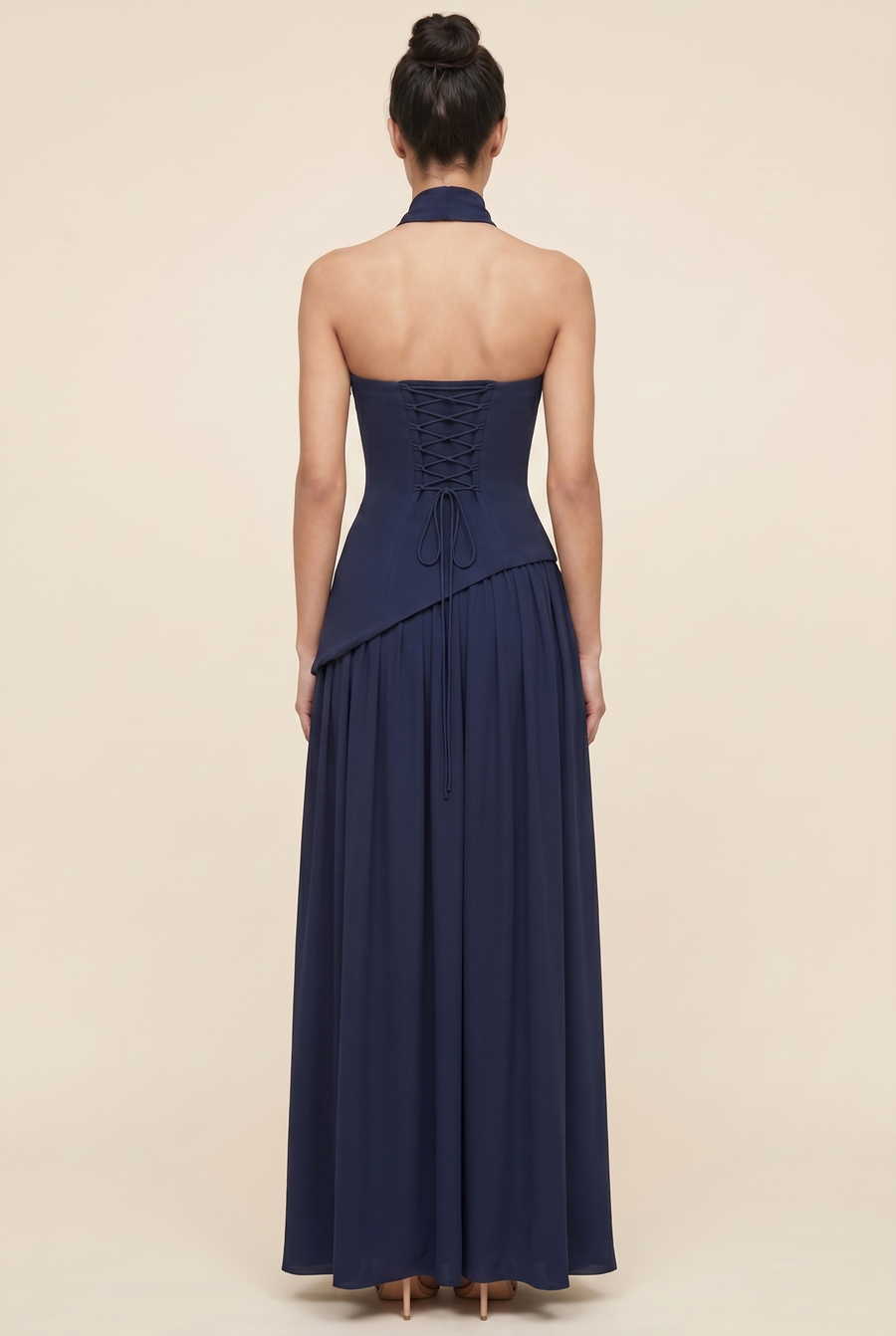 RILEY MAXI DRESS Dark Blue back closed