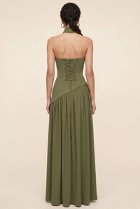 RILEY MAXI DRESS Khaki back closed