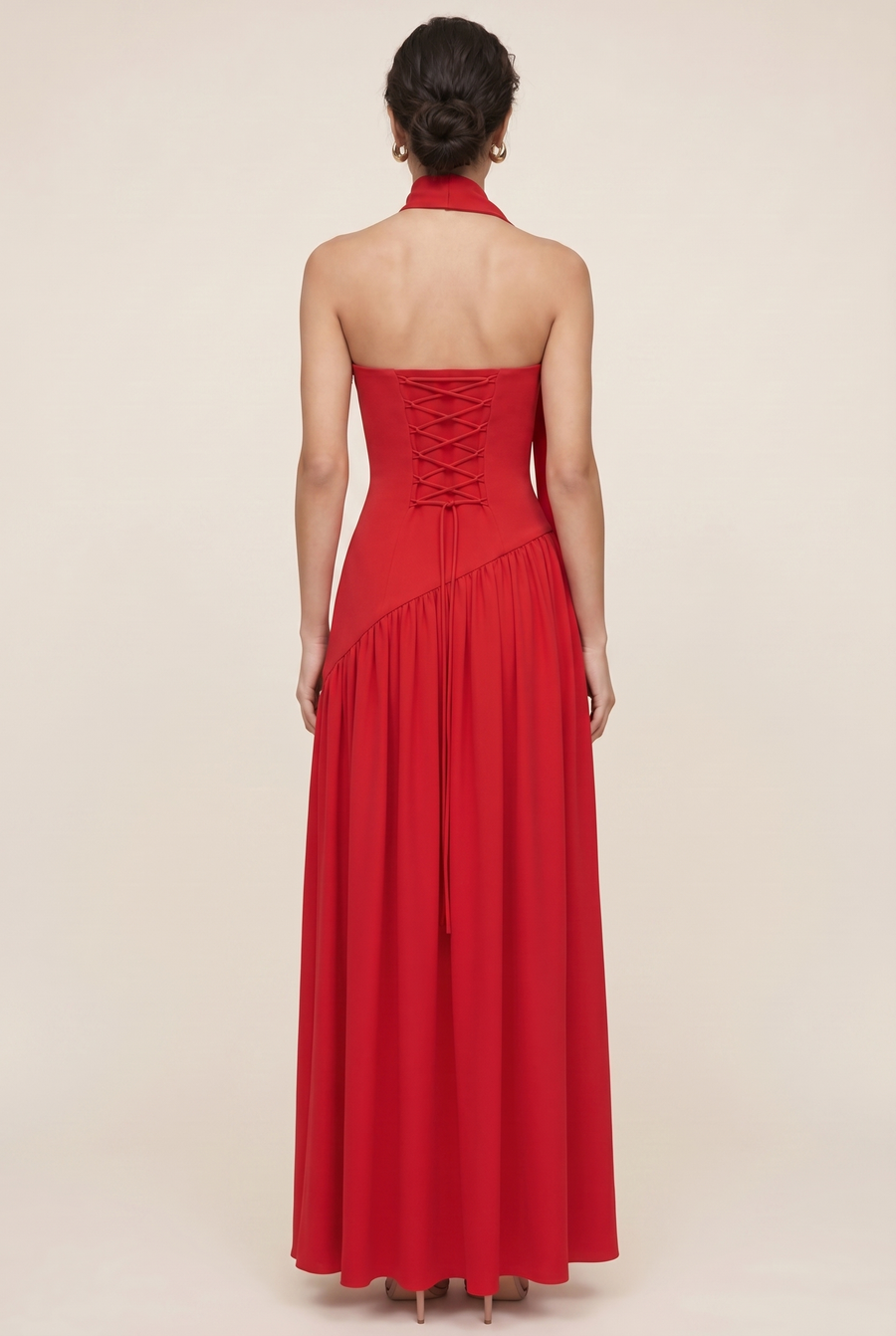 RILEY MAXI DRESS Red back closed